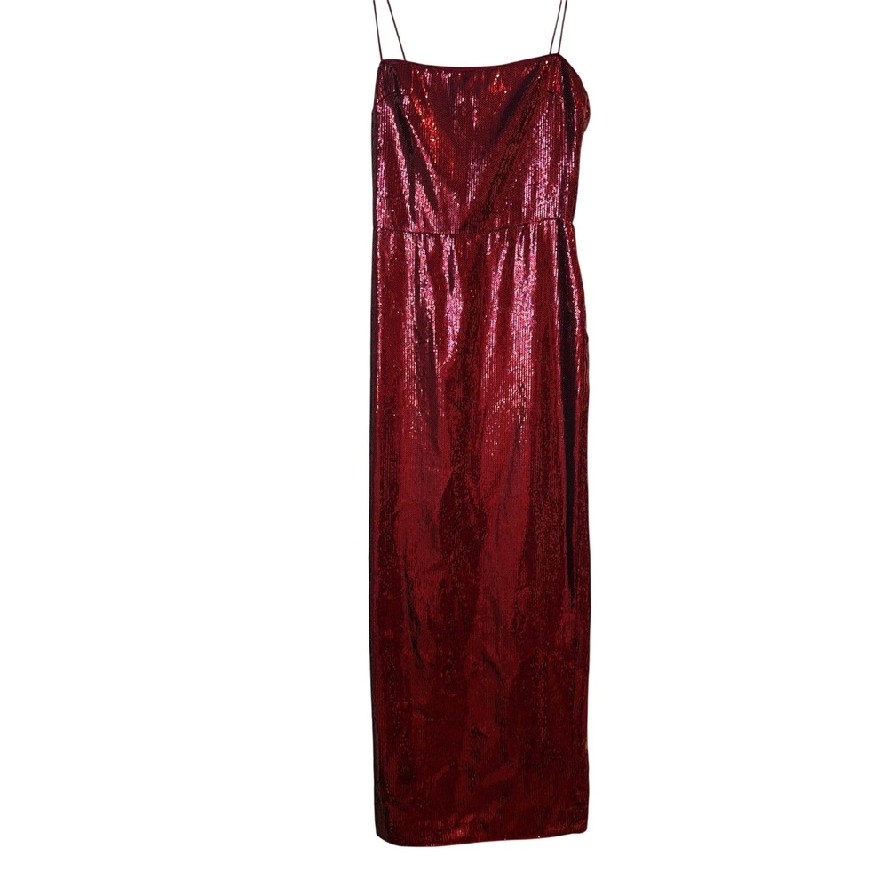 NWT Reformation Frankie Formal Dress Red Sequin Maxi Square Neck Size 6 - Picture 3 of 8